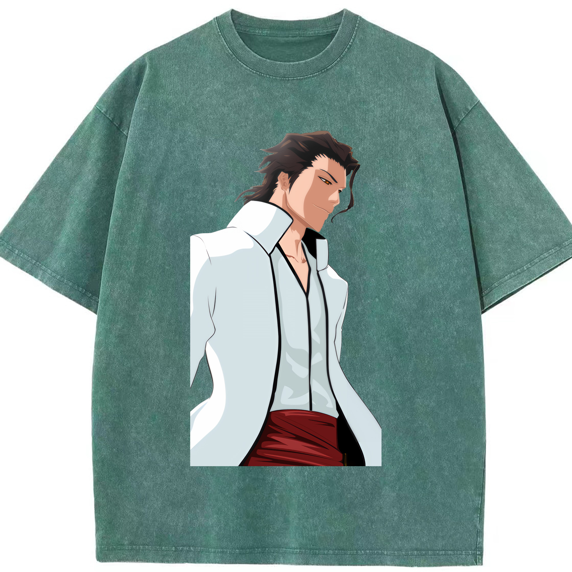 （画像用） ブリーチ 藍染 惣右介（あいぜん そうすけ） BLEACH Aizen Sousuke 綿100% ヴィンテージ風 半袖Tシャツ（フロントプリント）